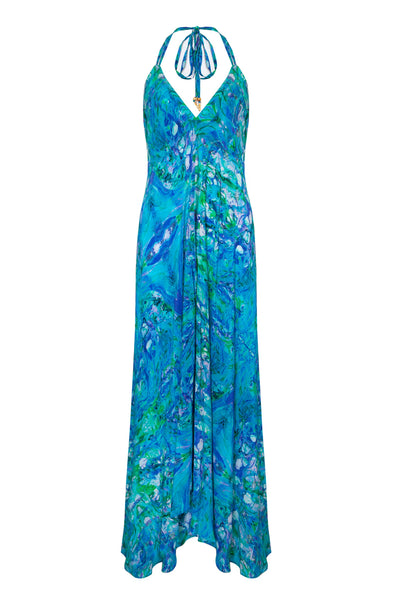 Turquoise glow silk Ibiza dress