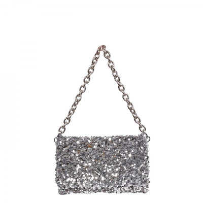 Silver sequin clutch