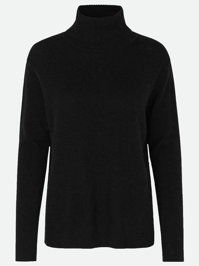 Laica cashmere roll neck jumper in black