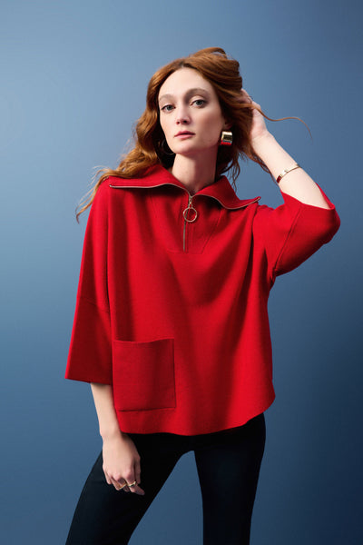 Jacquard zipped collar sweater