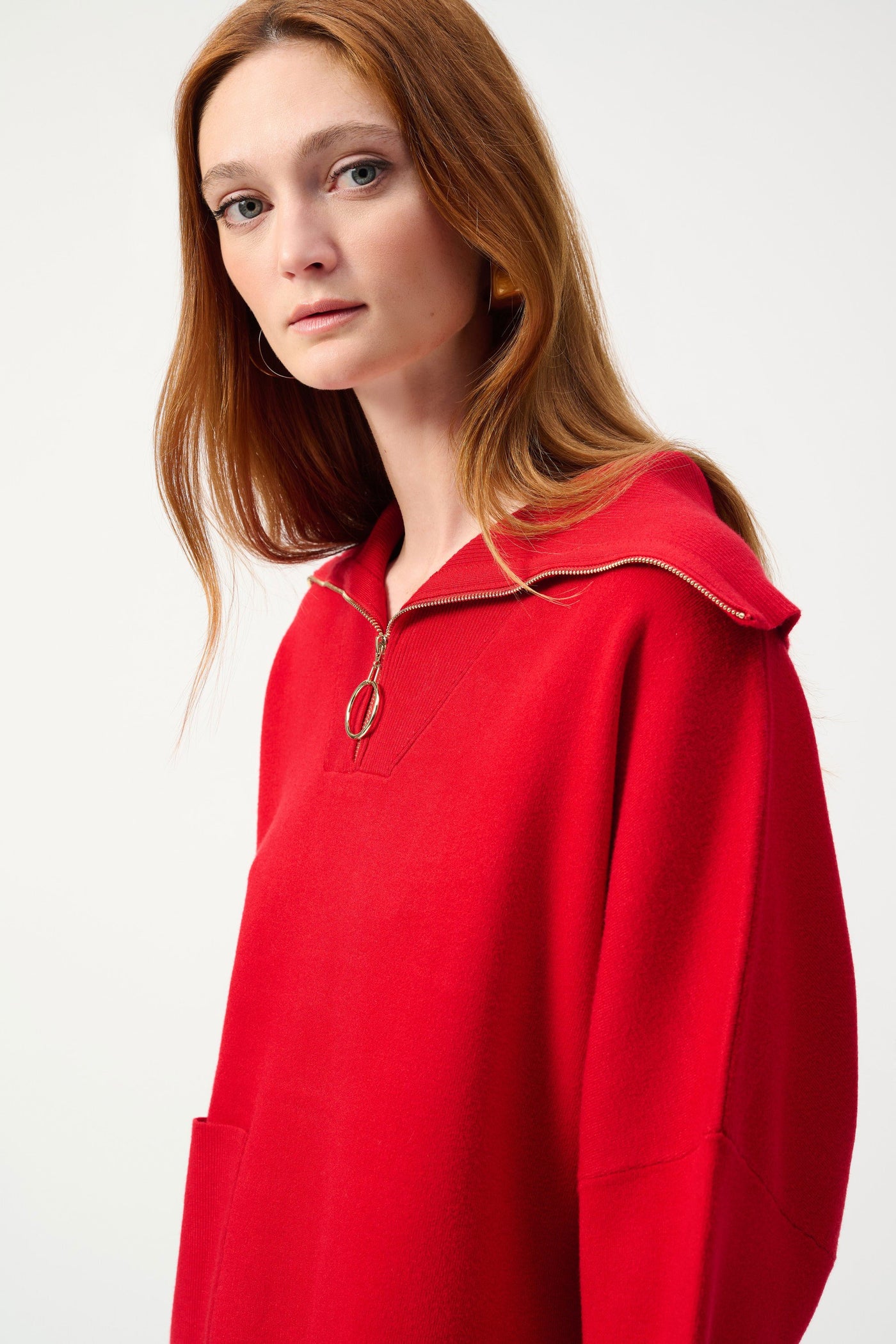Jacquard zipped collar sweater