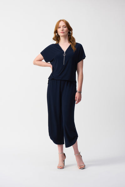 Silky knit culotte jumpsuit