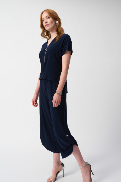 Silky knit culotte jumpsuit
