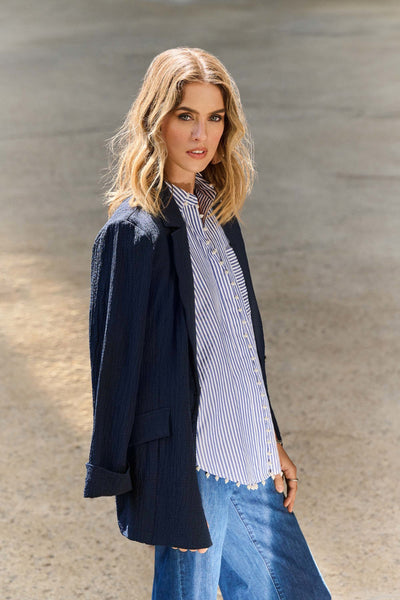 Seersucker straight blazer