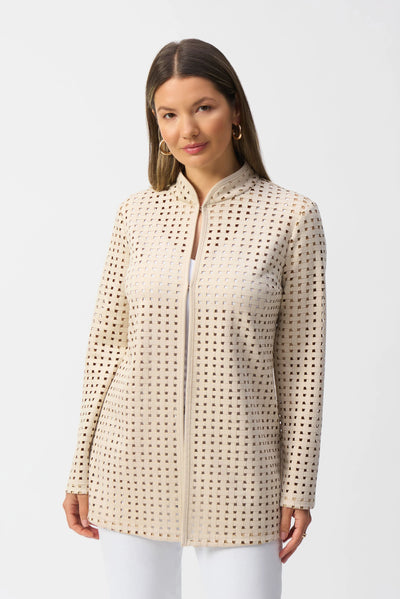 Laser cut faux suede straight cover up