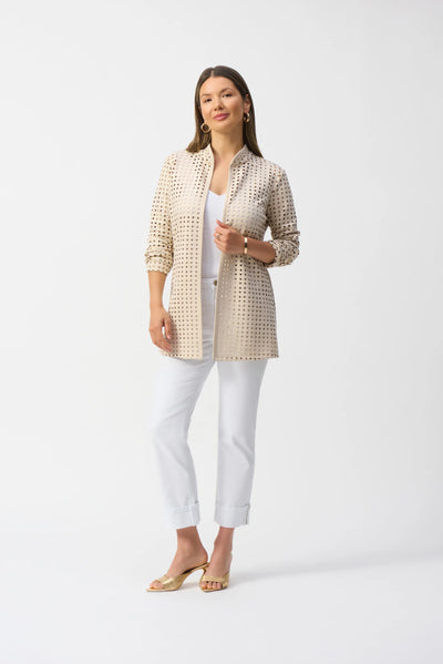 Laser cut faux suede straight cover up
