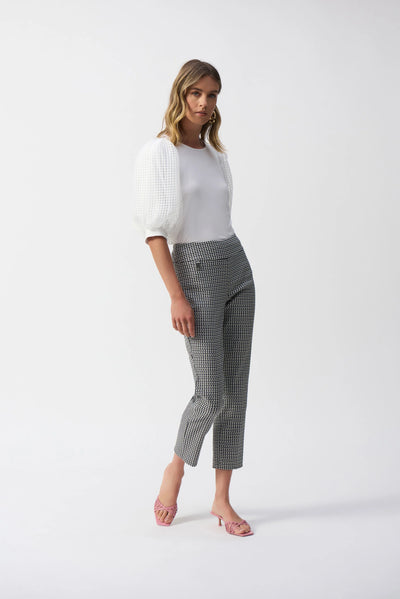 Geometric jacquard crop pull on pants