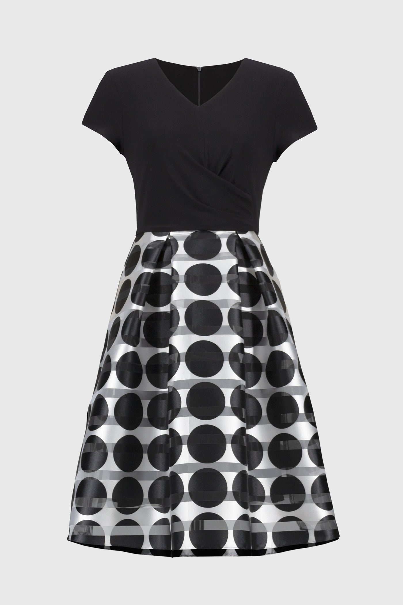 Signature silky knit and novelty dot full skirt dress