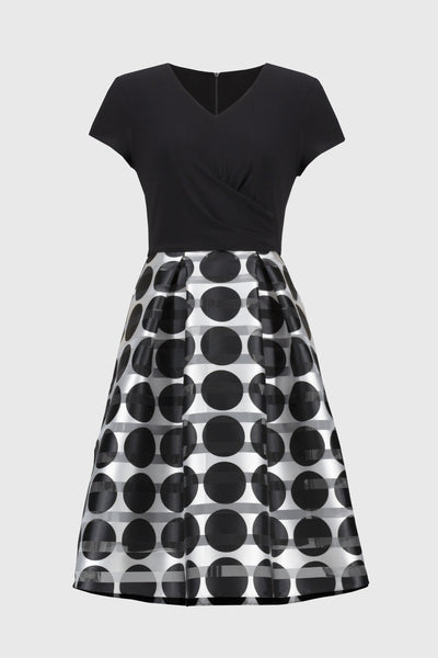 Signature silky knit and novelty dot full skirt dress