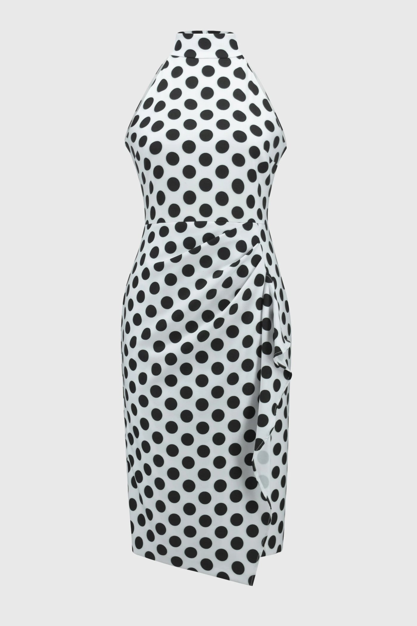 Lux twill dot halter neck dress