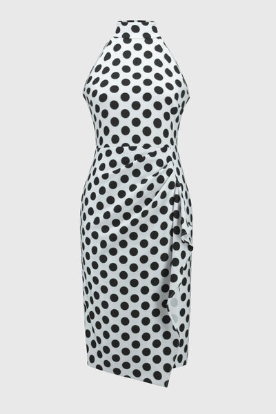 Lux twill dot halter neck dress