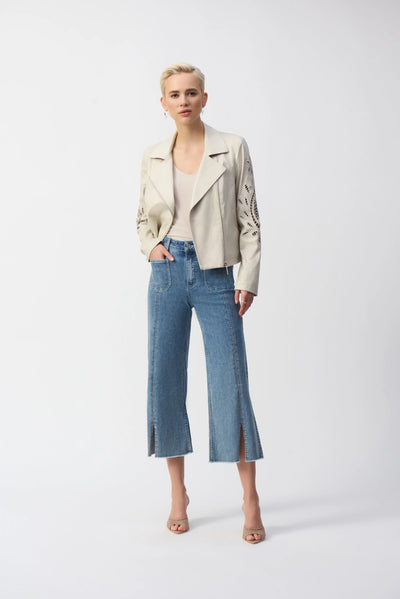 Foiled faux suede moto jacket
