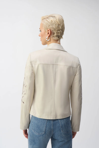 Foiled faux suede moto jacket