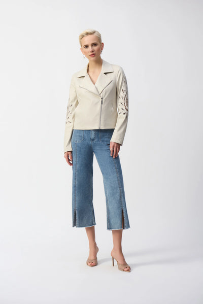 Foiled faux suede moto jacket
