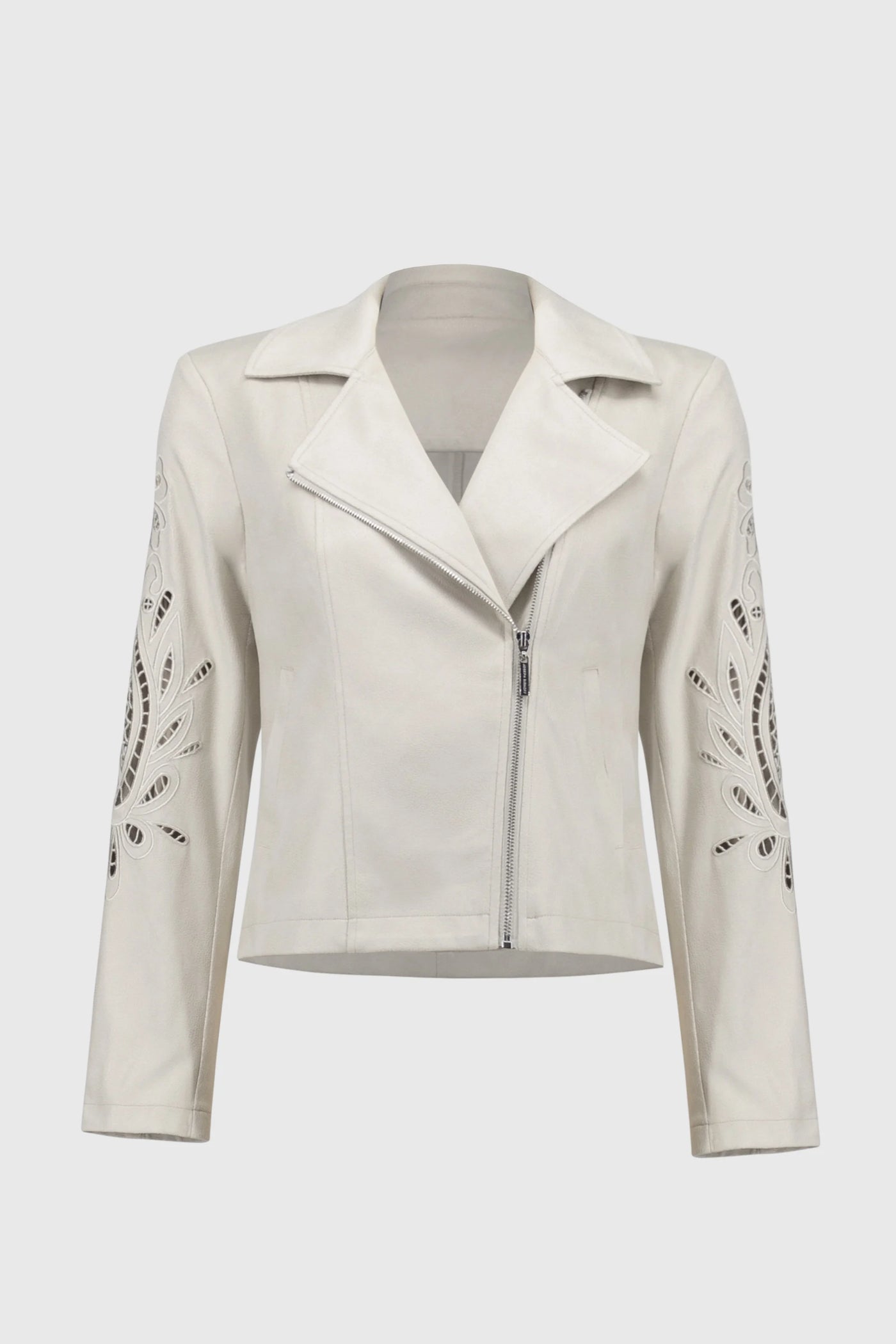 Foiled faux suede moto jacket