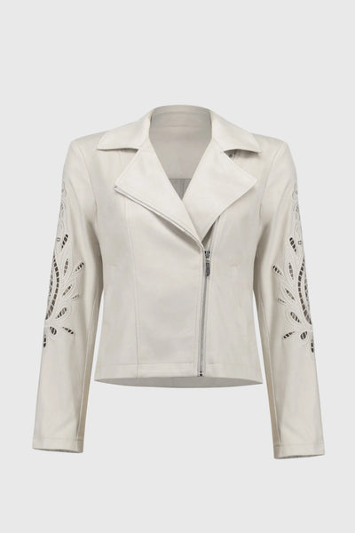 Foiled faux suede moto jacket