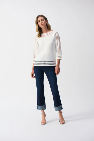 Sweater knit pull over with mesh detail