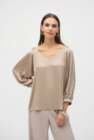 Satin V neck straight top
