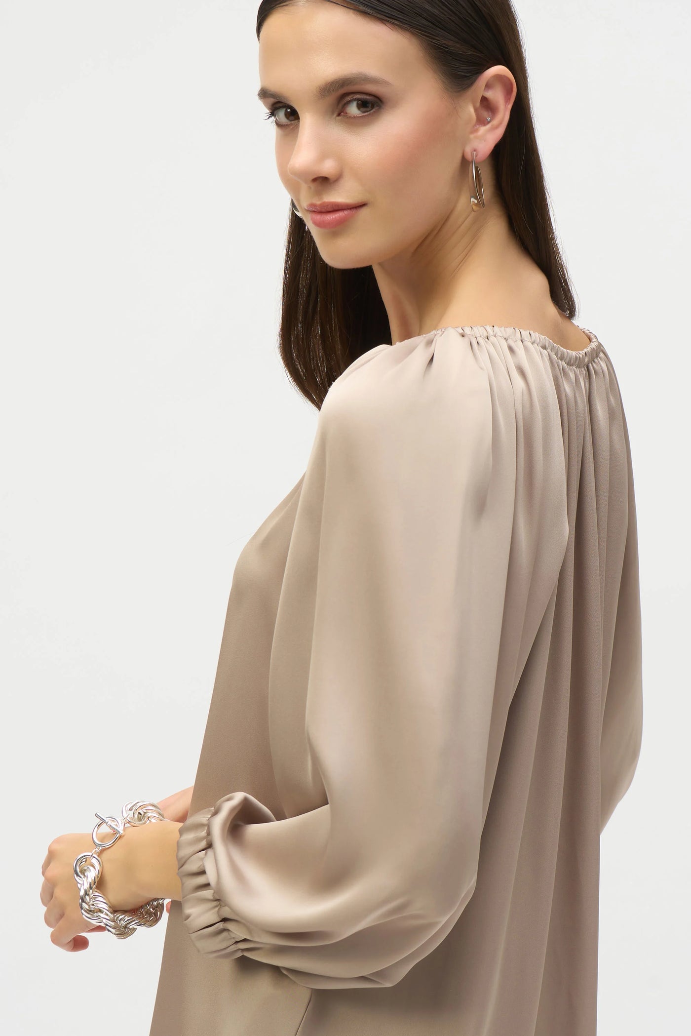 Satin V neck straight top