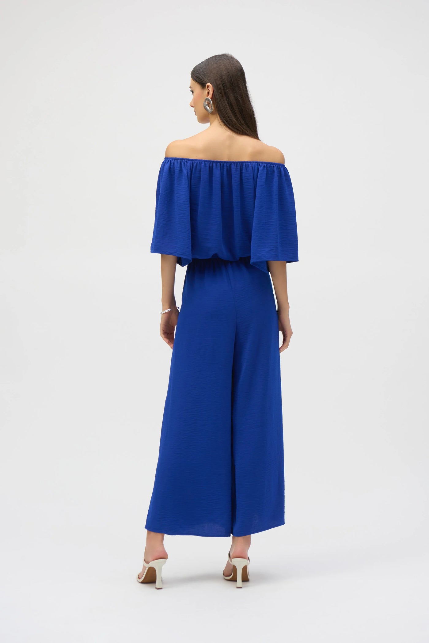 Gauze off shoulder culotte jumpsuit