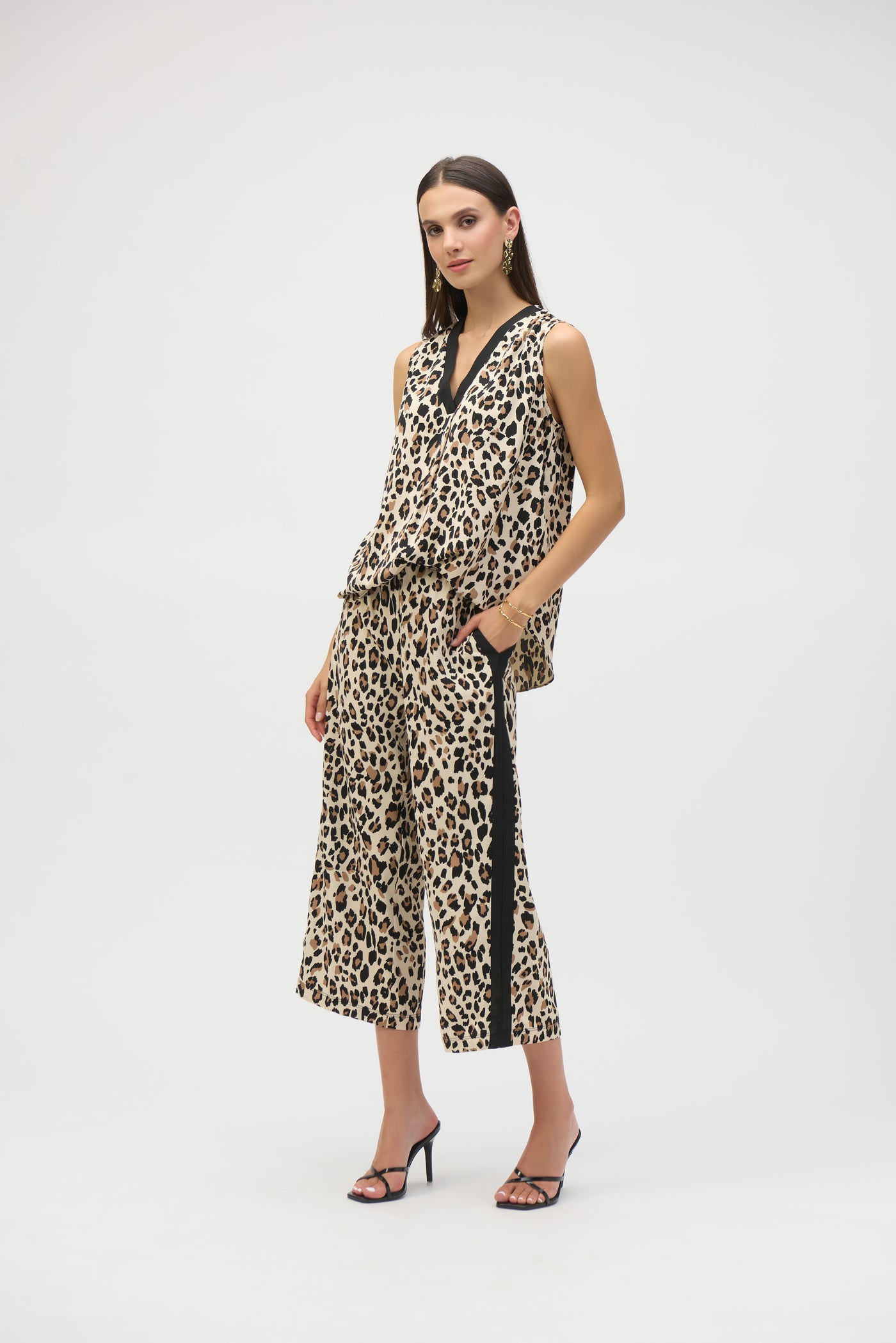 Woven animal print culottes