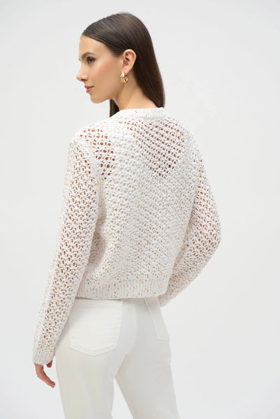 Sweater knit open stitch short cardigan