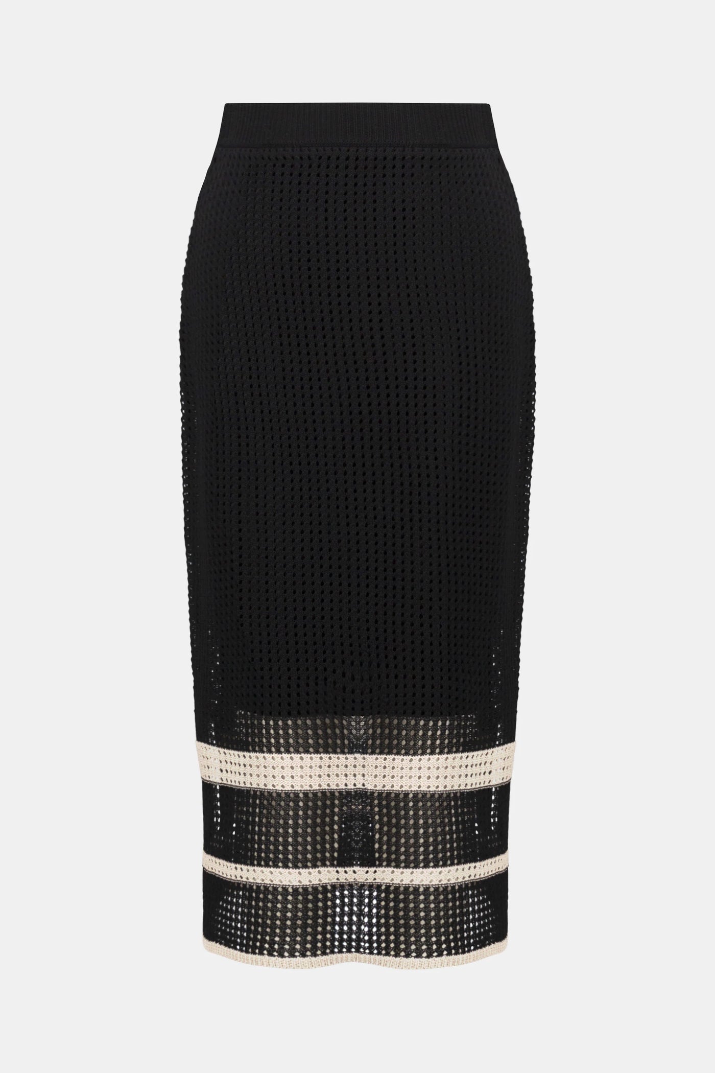 Sweater knit open stitch stripe skirt