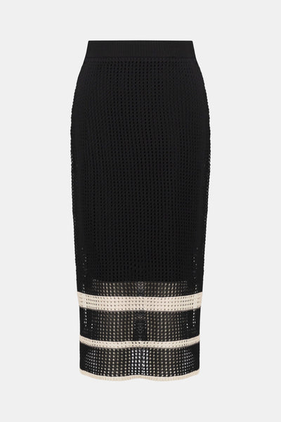 Sweater knit open stitch stripe skirt