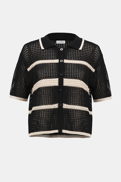 Sweater knit open stitch stripe cover up