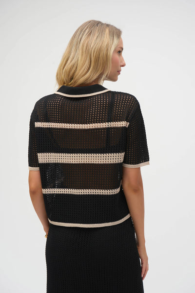 Sweater knit open stitch stripe cover up