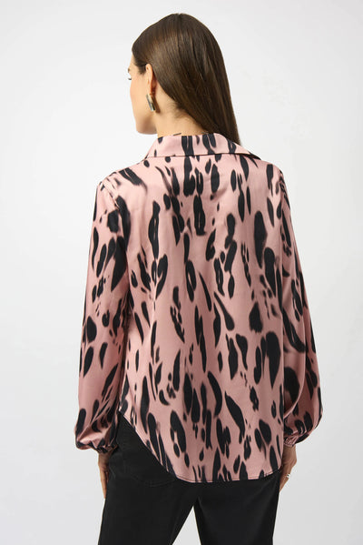 Recycled satin animal print draped top