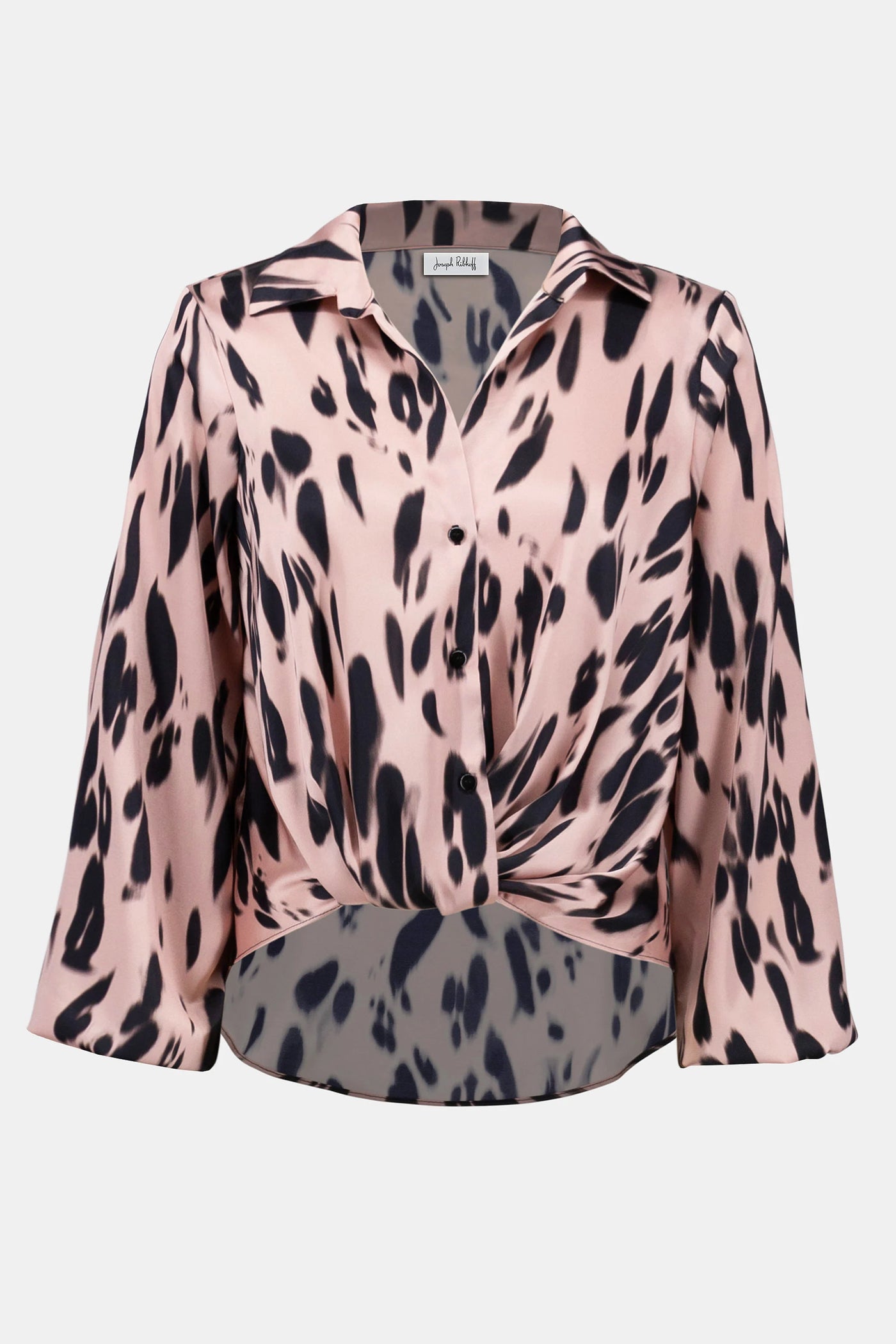 Recycled satin animal print draped top