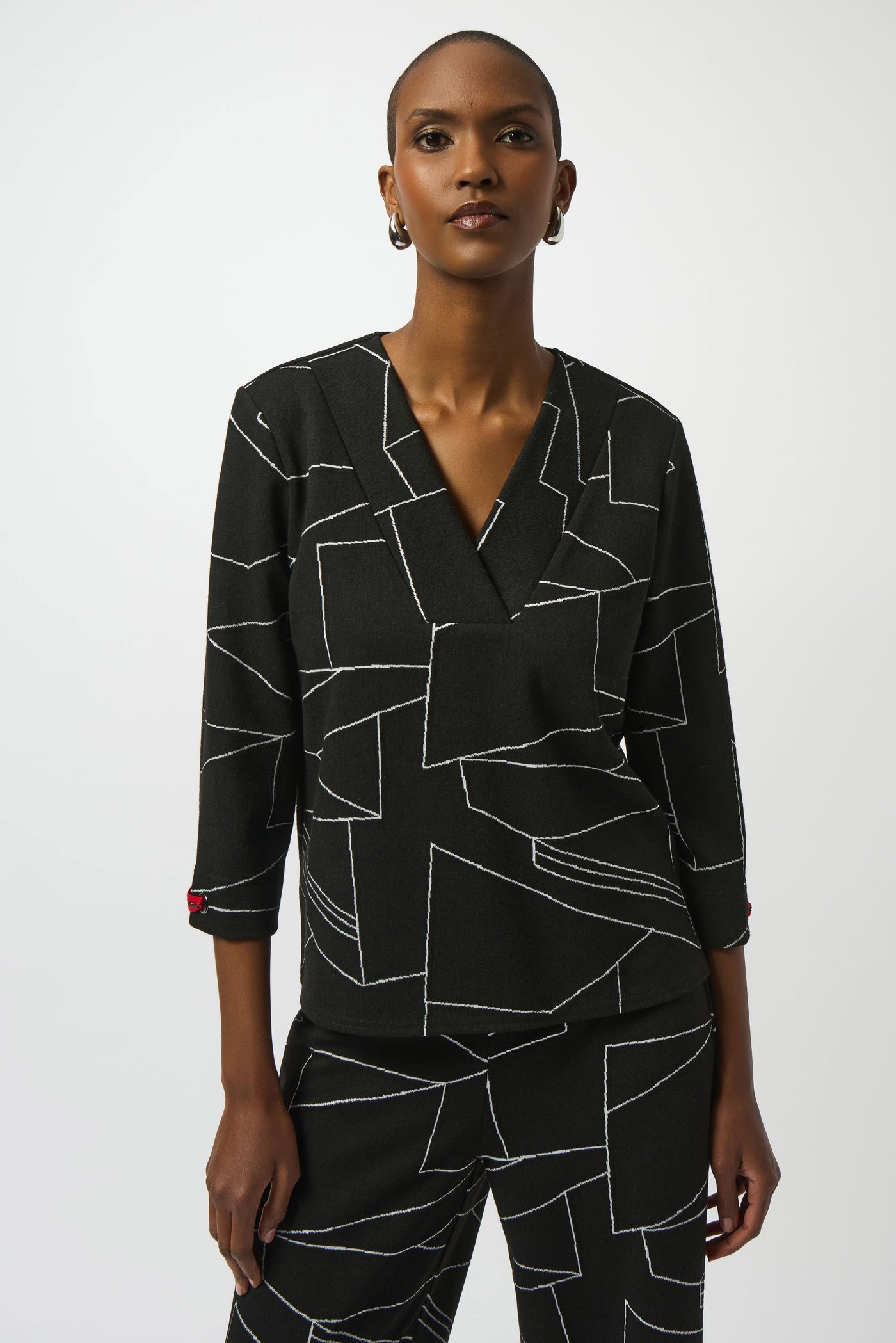 Jacquard knit abstract print boxy top