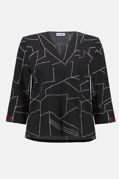 Jacquard knit abstract print boxy top
