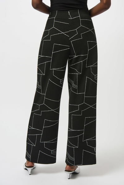 Jacquard knit abstract print wide leg pants
