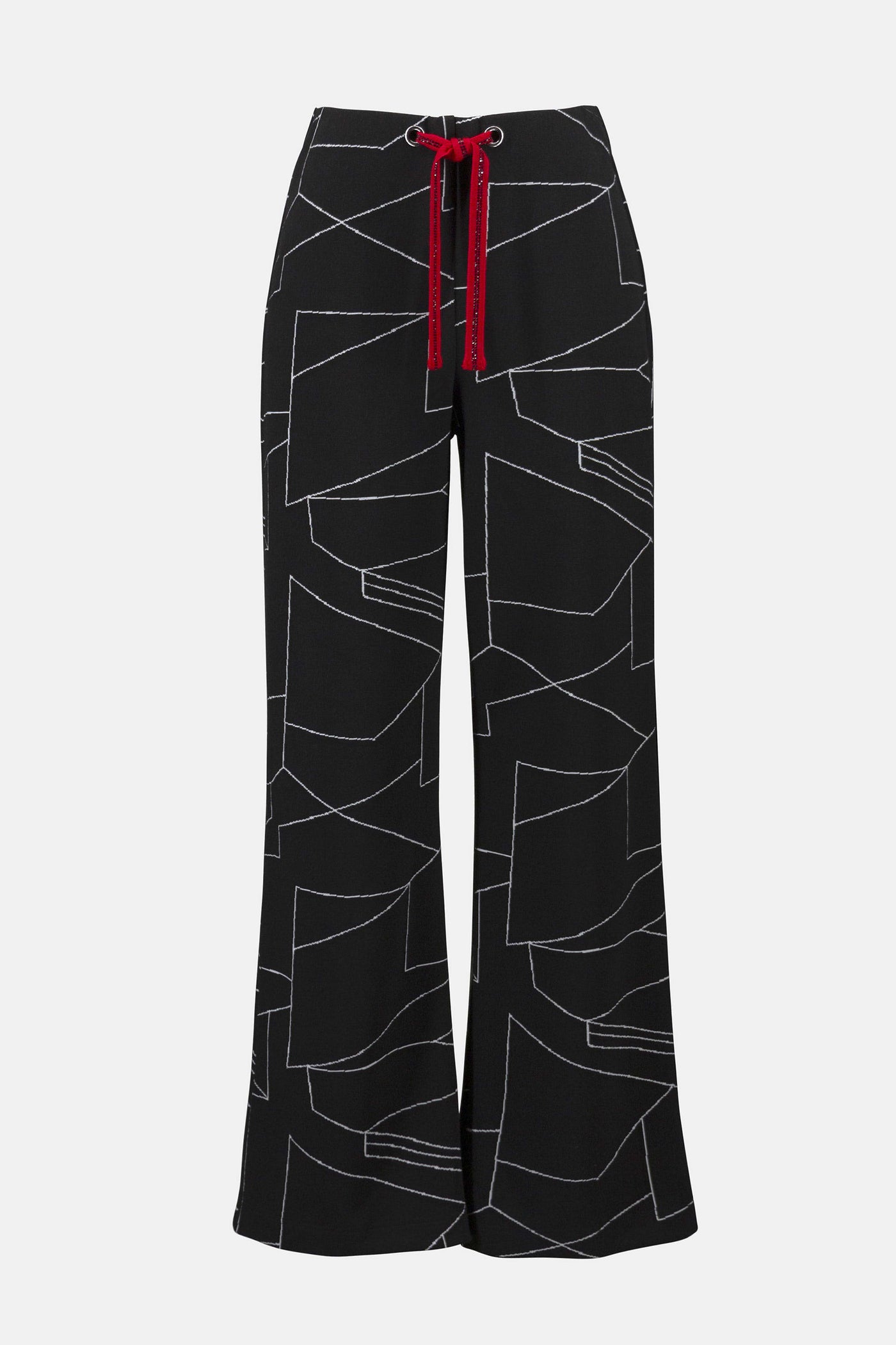 Jacquard knit abstract print wide leg pants