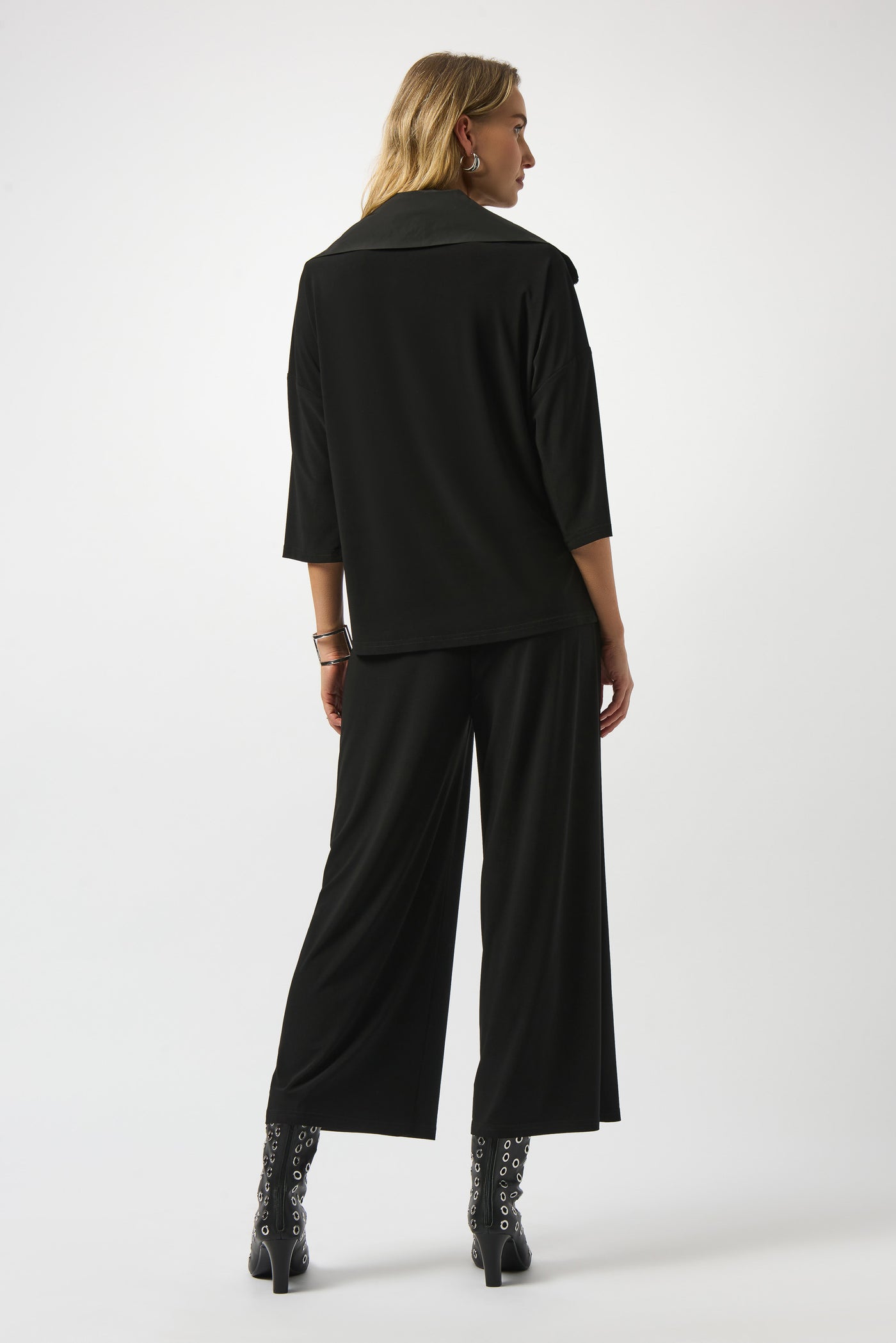 Silky knit & memory culotte jumpsuit
