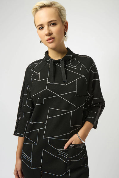 Jacquard knit abstract print straight dress