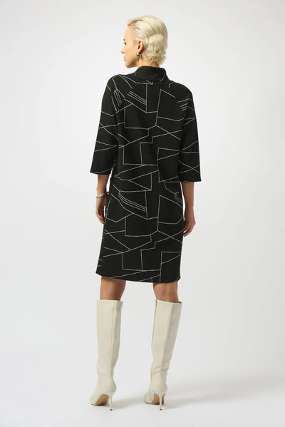 Jacquard knit abstract print straight dress