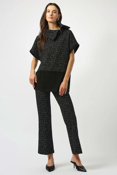 Jacquard checkered print flared pants