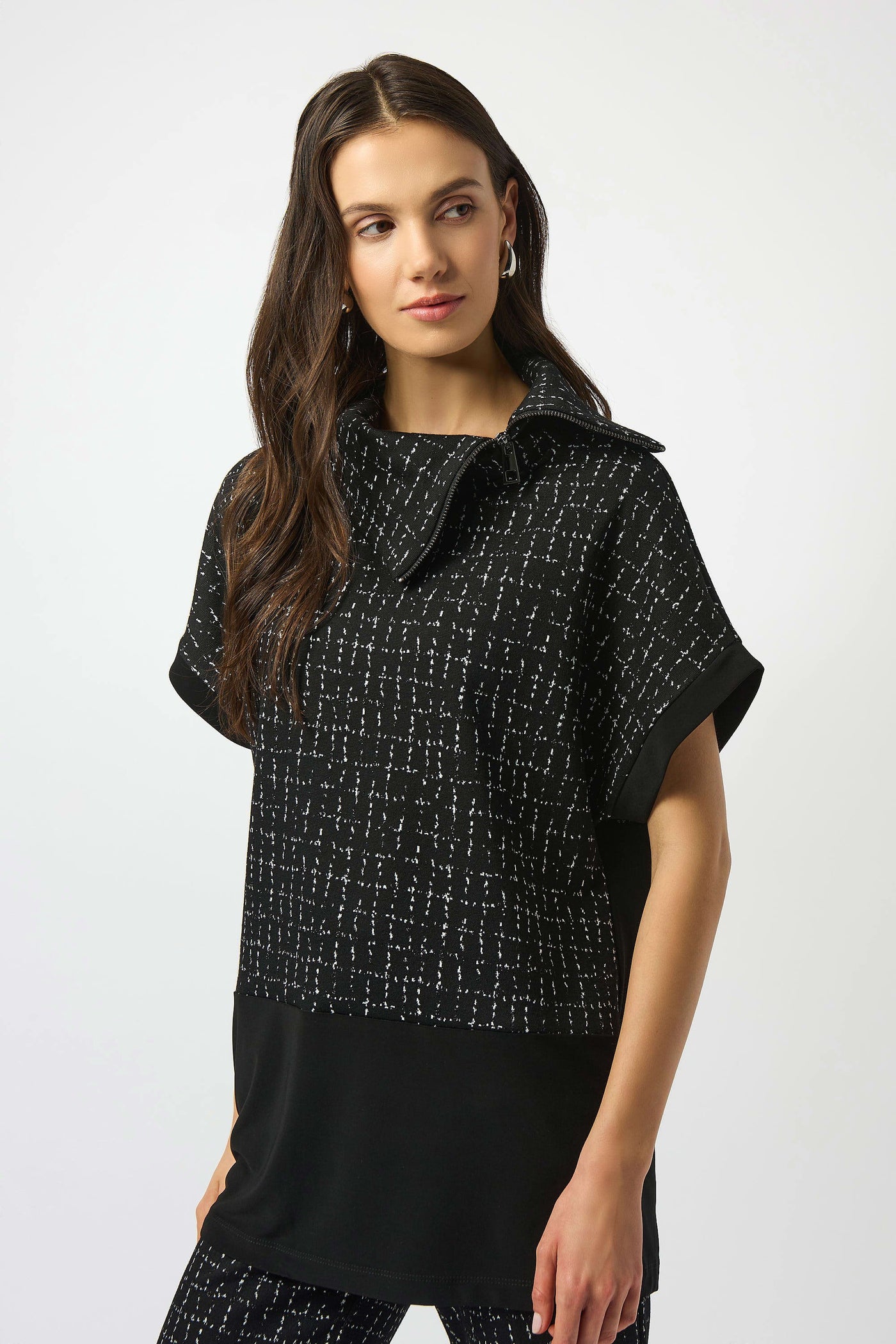 Jacquard checkered boxy print tunic