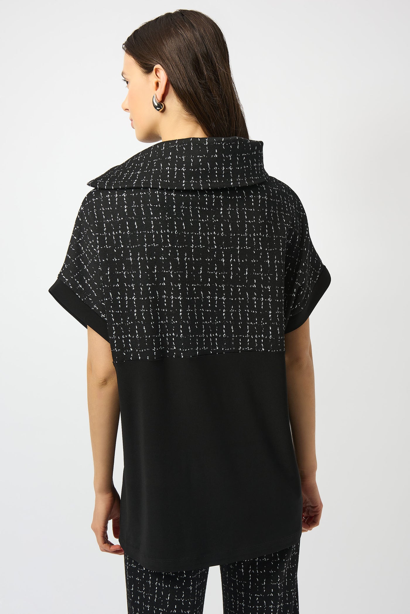 Jacquard checkered boxy print tunic