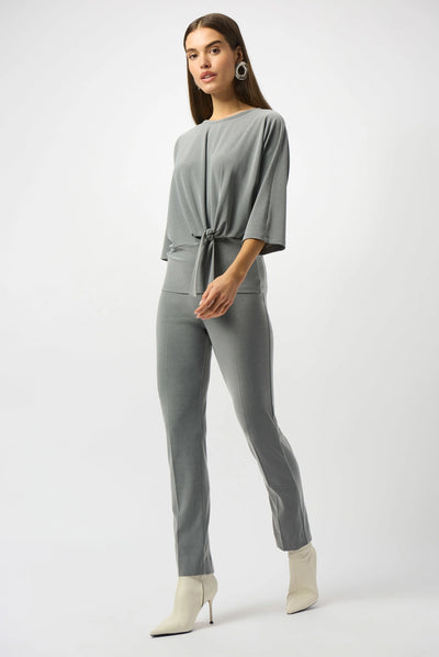 Melange silky knit straight leg pull on pants