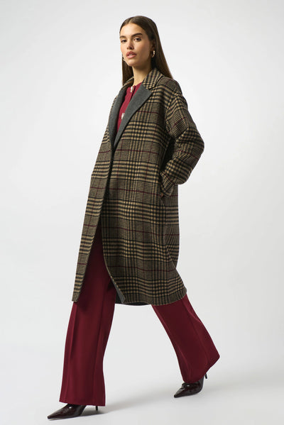 Wool blend plaid double faced coat
