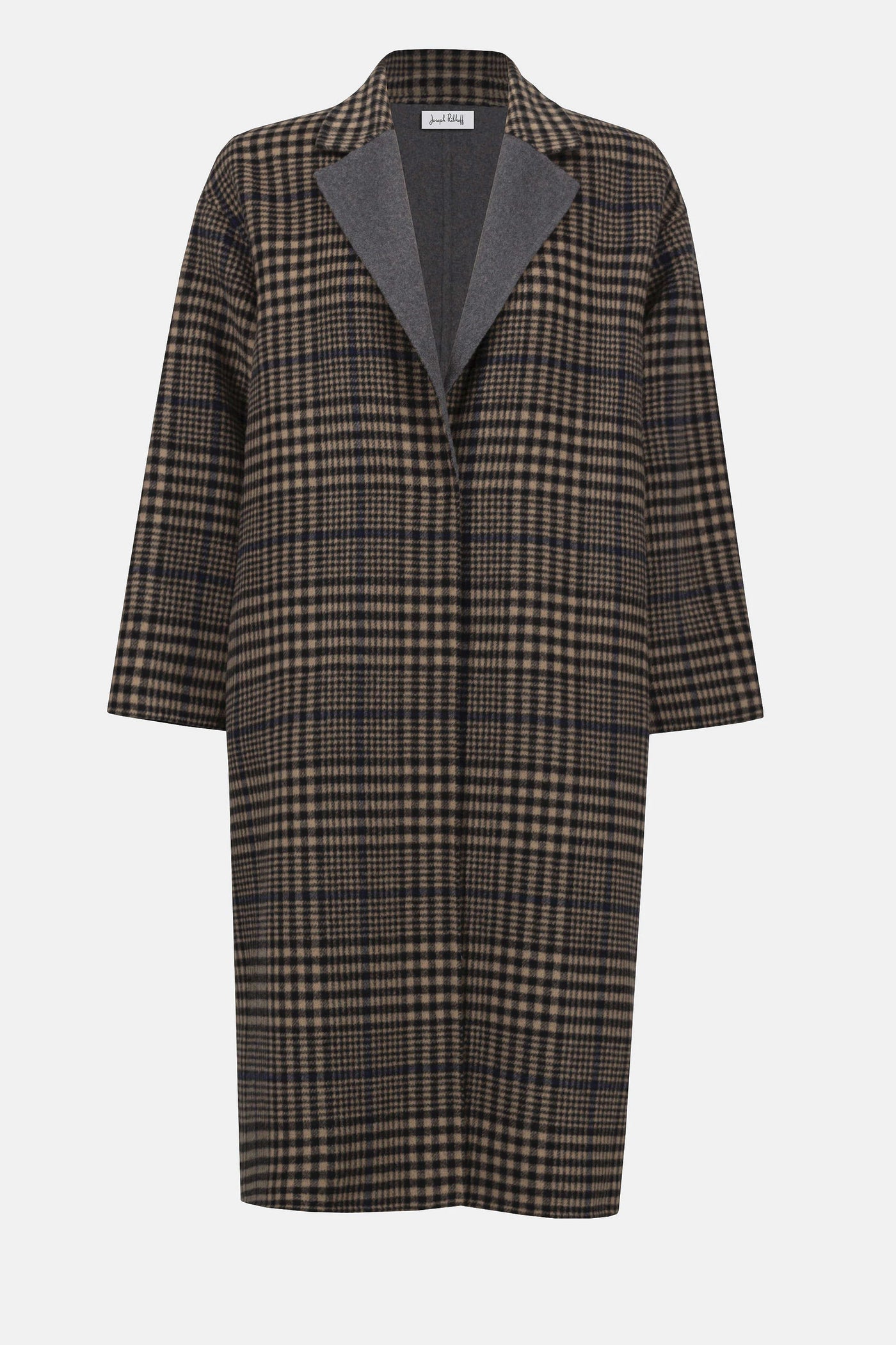 Wool blend plaid double faced coat