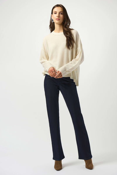 Cashmere crew neck top with stud detailing