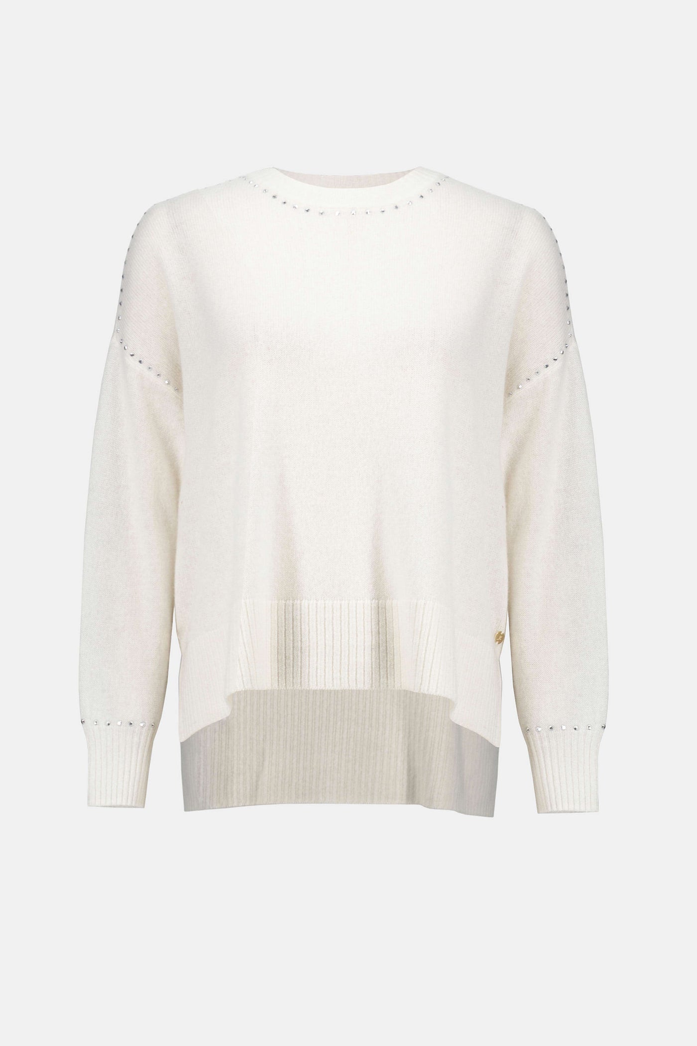 Cashmere crew neck top with stud detailing