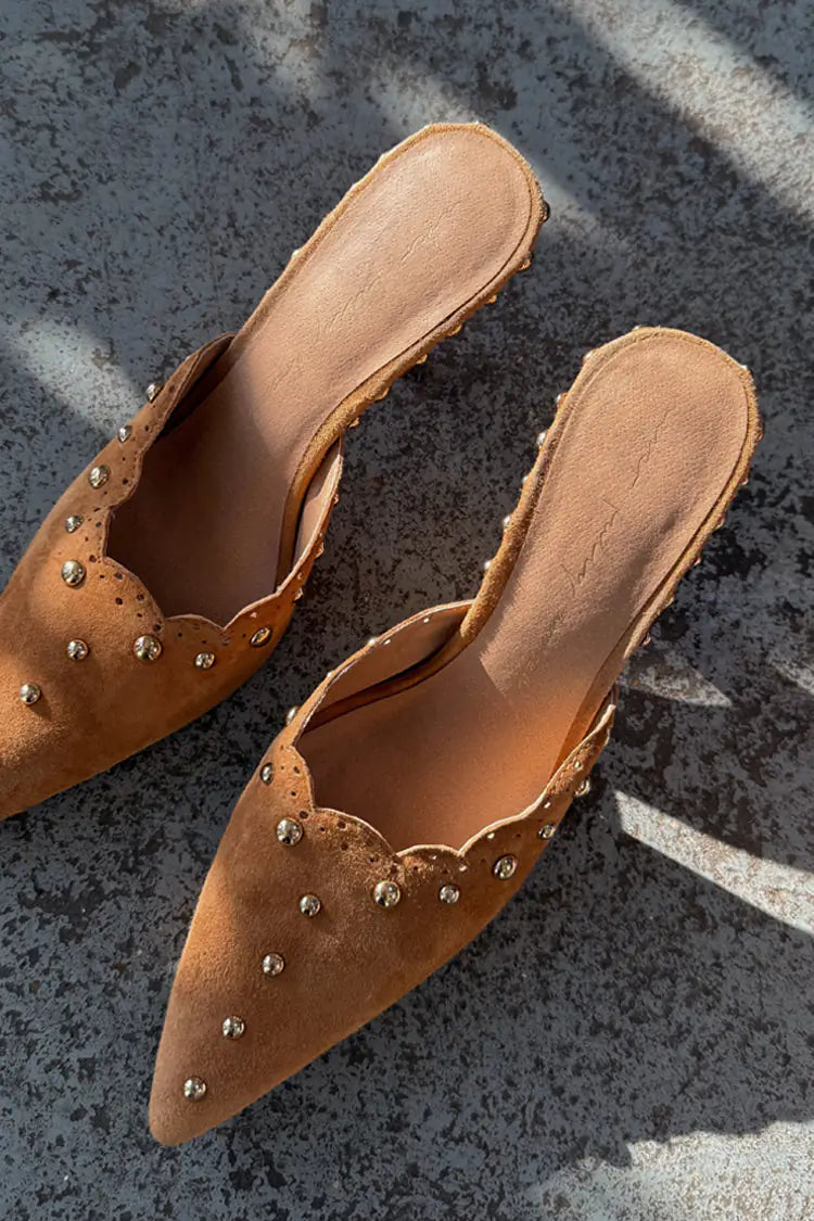 Suede scallop city mules