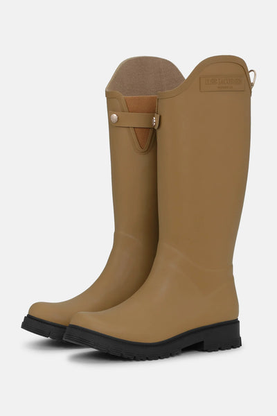 Asymmetric rain boots in mocha