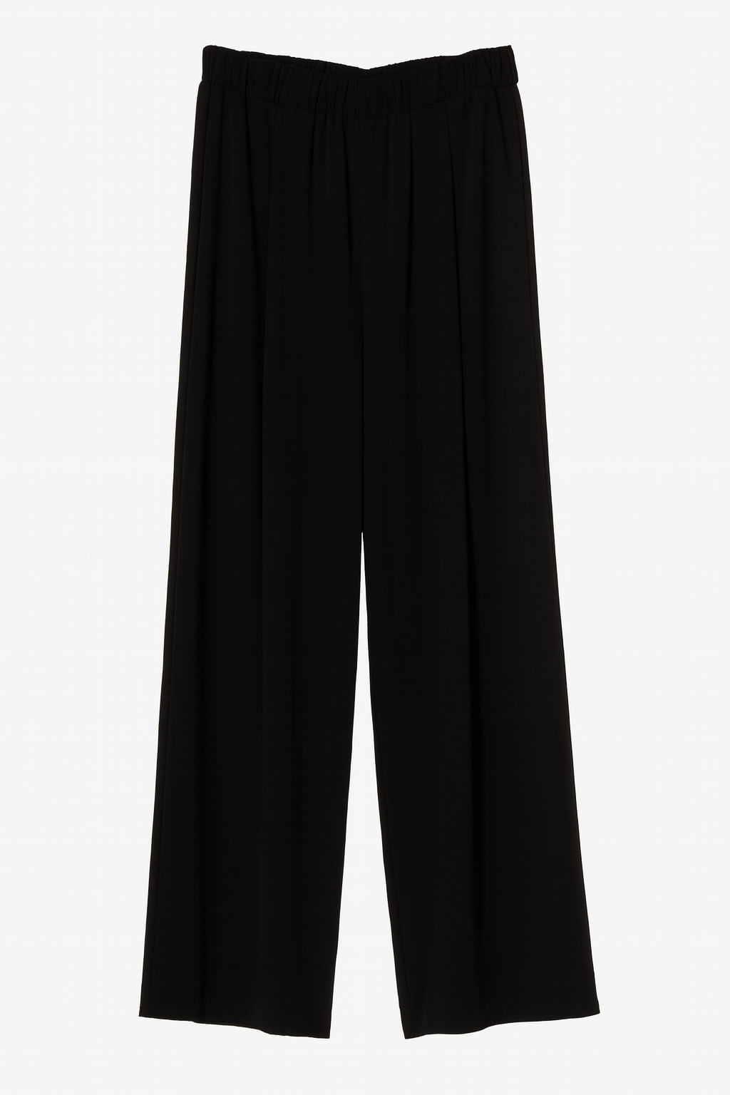 Black pleated front jersey palazzo pants